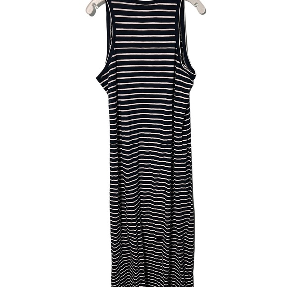Untuckit Navy Blue And White Striped Maxi Sleeveless Dress Size Large - Picture 2 of 4